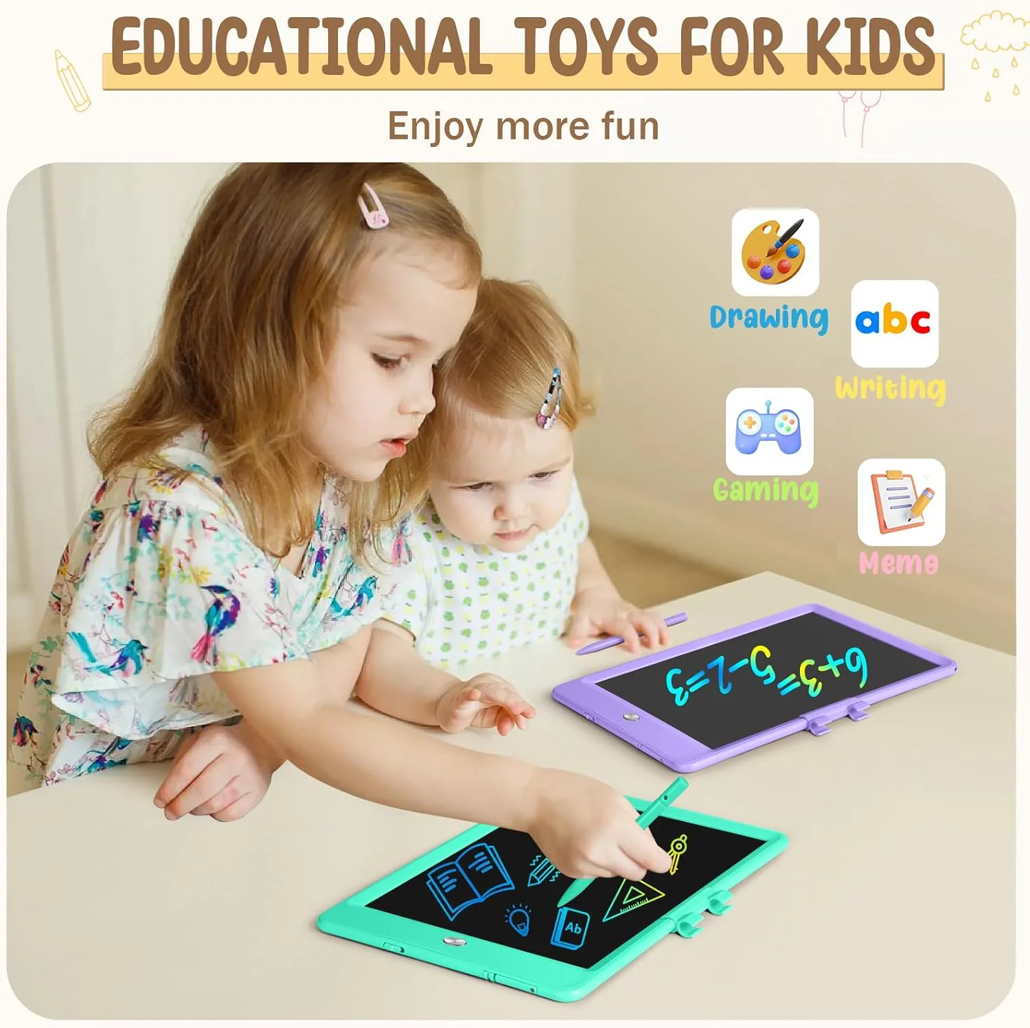 Kidopire LCD Writing Tablet, 2Pack Drawing Pad for Kids, Kid Doodle Board