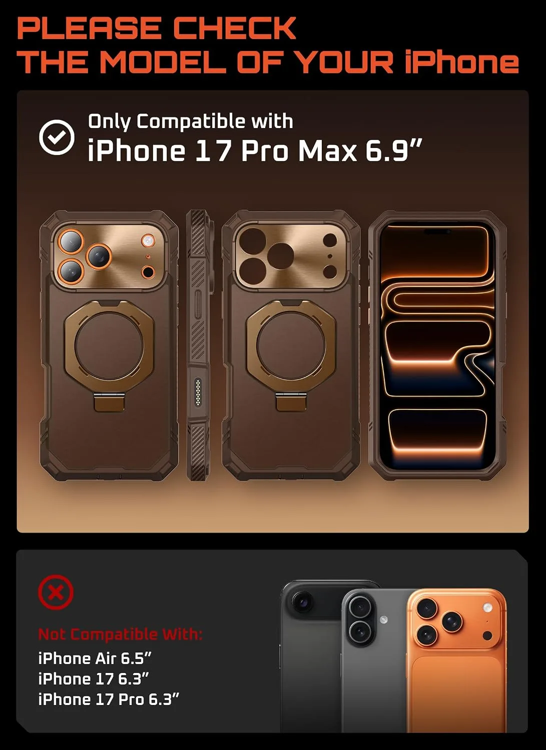 SUPCASE for iPhone 18 Pro Max Case/17 Pro Max Case, Glass Protector, Brown