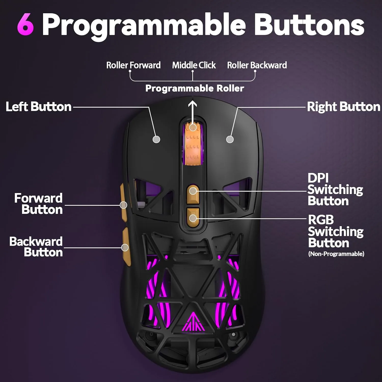 CORBOBO SOLAKAKA SM802 Wireless Gaming Mouse,24,000 DPI Max,Tri-Mode 2.4GHz/BT/Wired USB Rechargeable Gamer Mouse with RGB,Programmable Macro Buttons,68g Lightweight Computer Mouse for Laptop/PC/Mac
