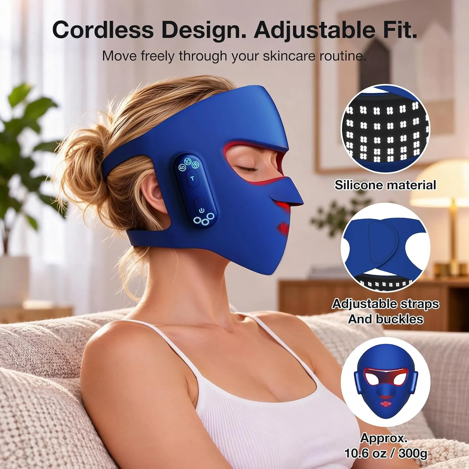 Red Light Therapy Mask for Face, Wireless LED Face Mask, 416 LEDs