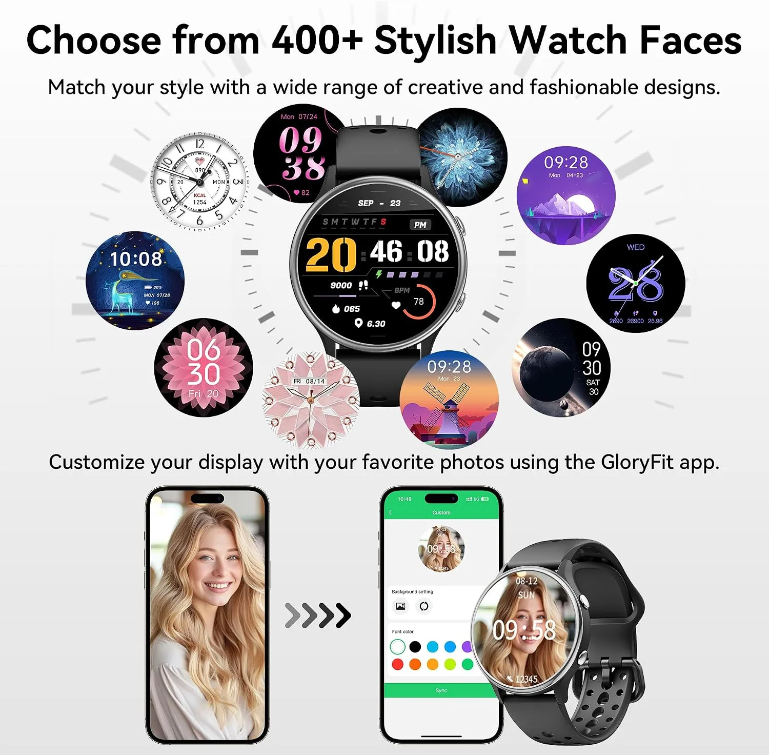 ICOMTOFIT Smart Watches for Women, Fitness Tracker with Heart Rate & SpO2 Monitor, IP67 Waterproof Activity Tracker for Men & Women, Smart Watch for iPhone & Android