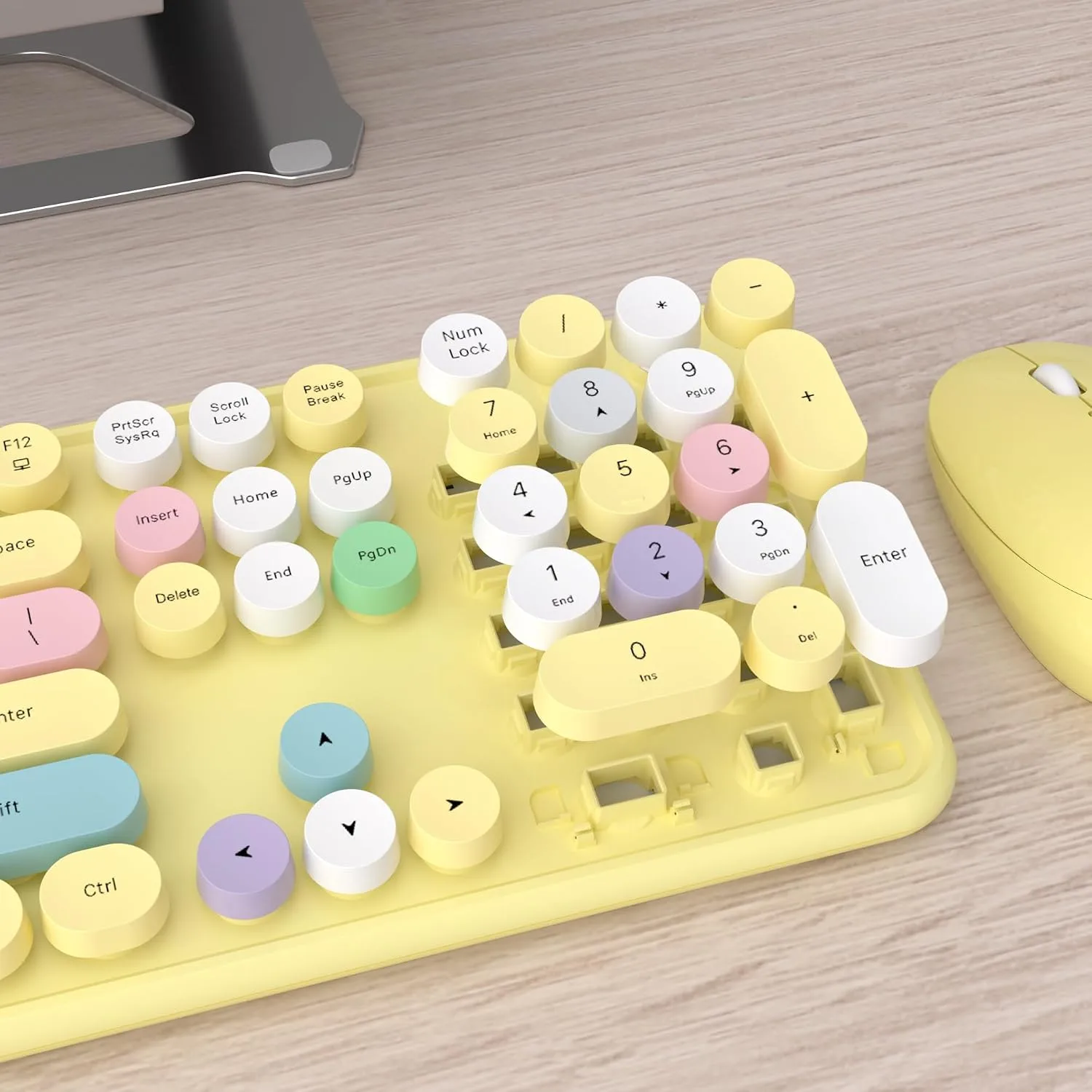 UBOTIE Colorful Wireless Keyboard and Mouse Combo (Yellow-Polychrome)