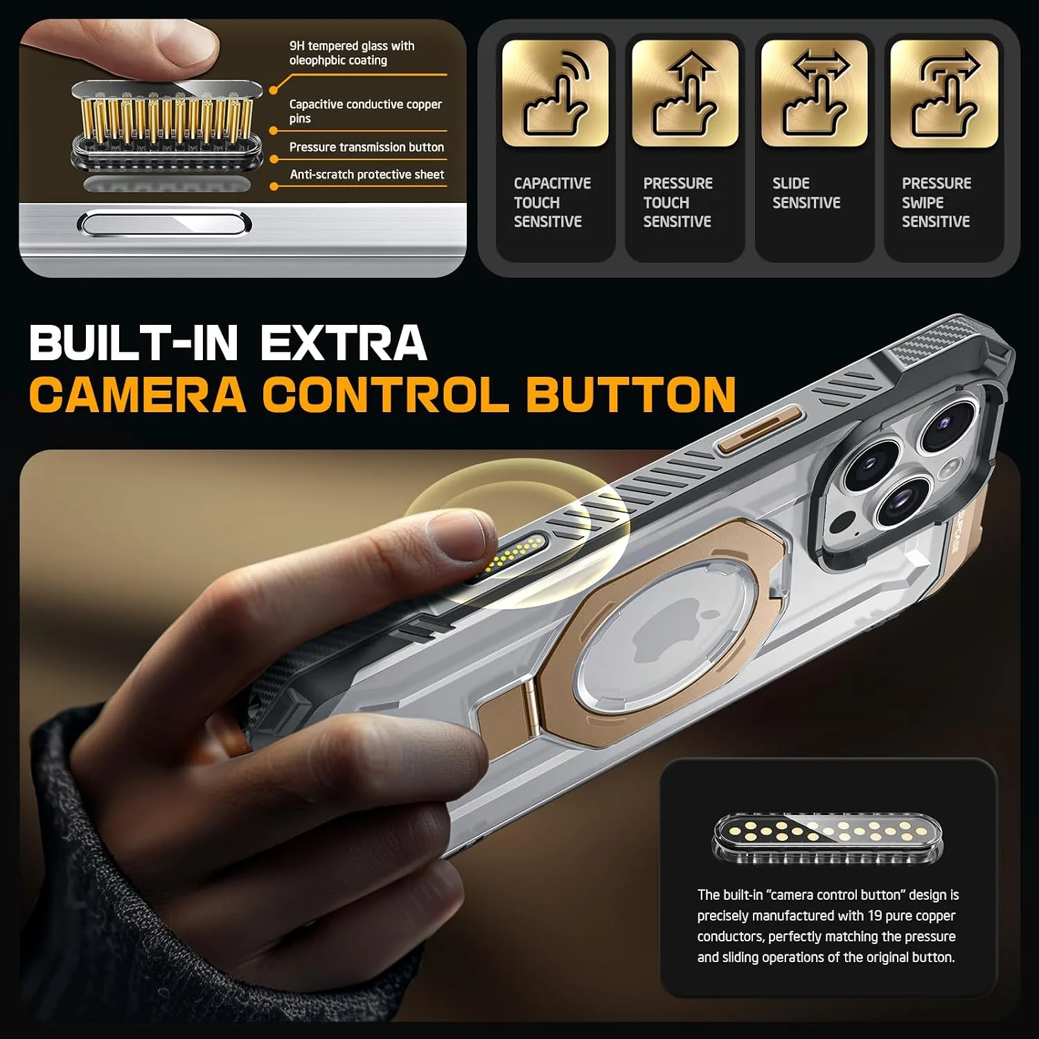 SUPCASE for iPhone 16 Pro Max Case with Camera Control Button, DesertGold