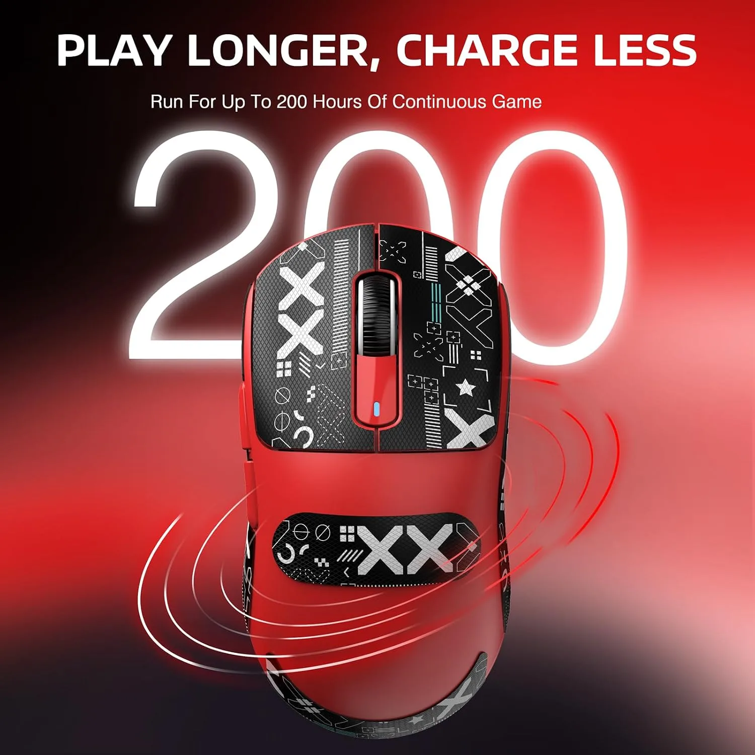 ATTACK SHARK X3 49g Ultra-Lightweight Wireless Gaming Mouse, Red&Tape