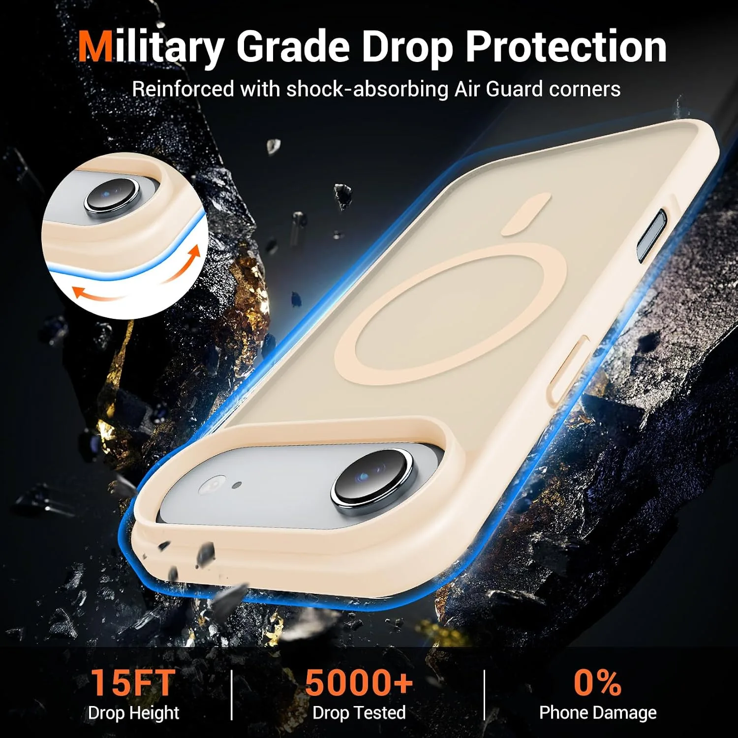 Temdan for iPhone AIR Case with Screen Protector Beige