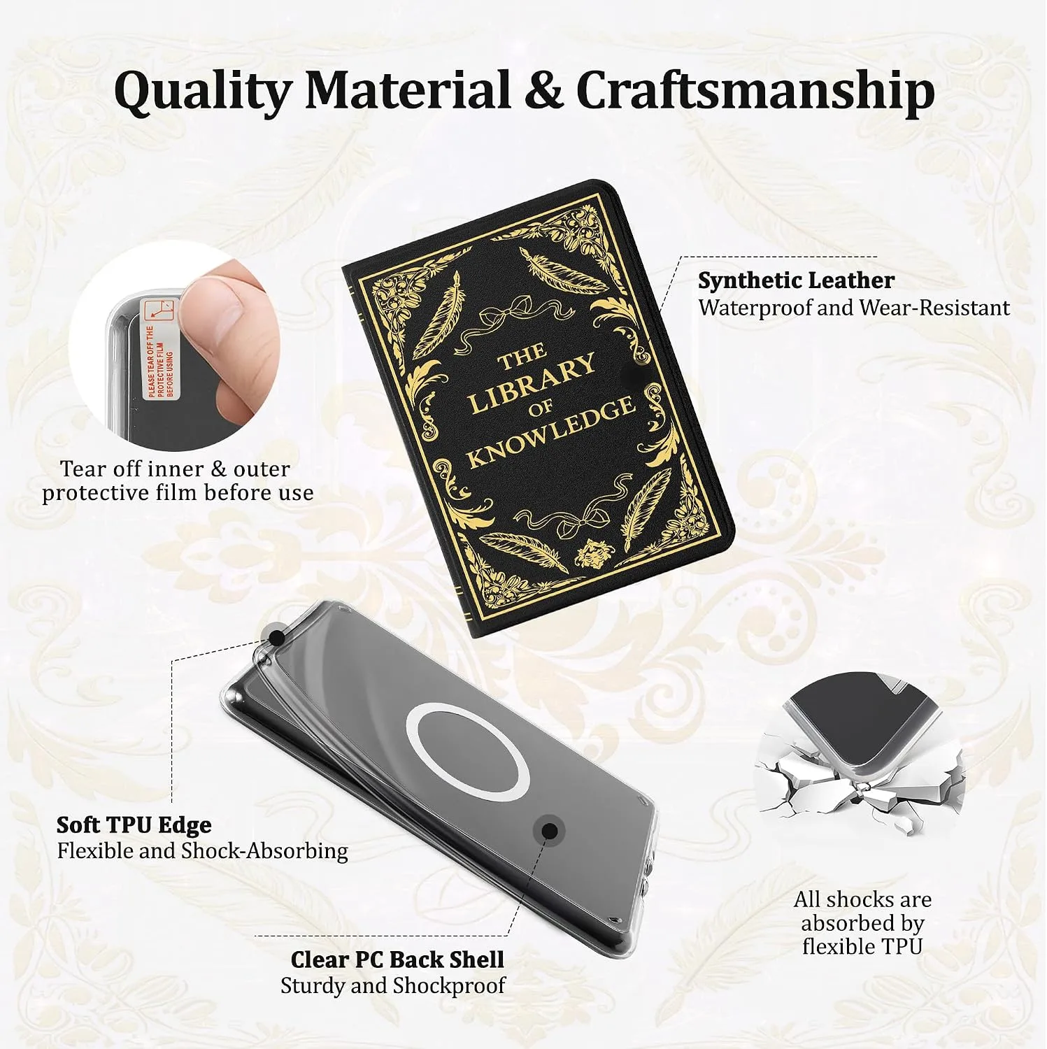 Magnetic Book Cover Case for 7'' Kindle Paperwhite & Colorsoft