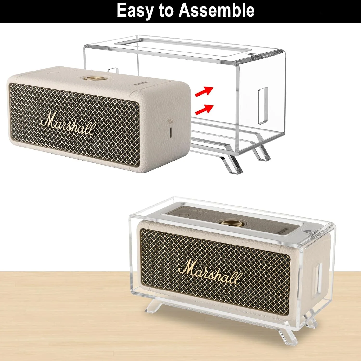 Acrylic Desktop Stand Holder Compatible with Marshall Emberton/Emberton II/Emberton III Portable Speaker, Table Holder Display Shelf Speaker Desktop Stand Shelf (Transparent)