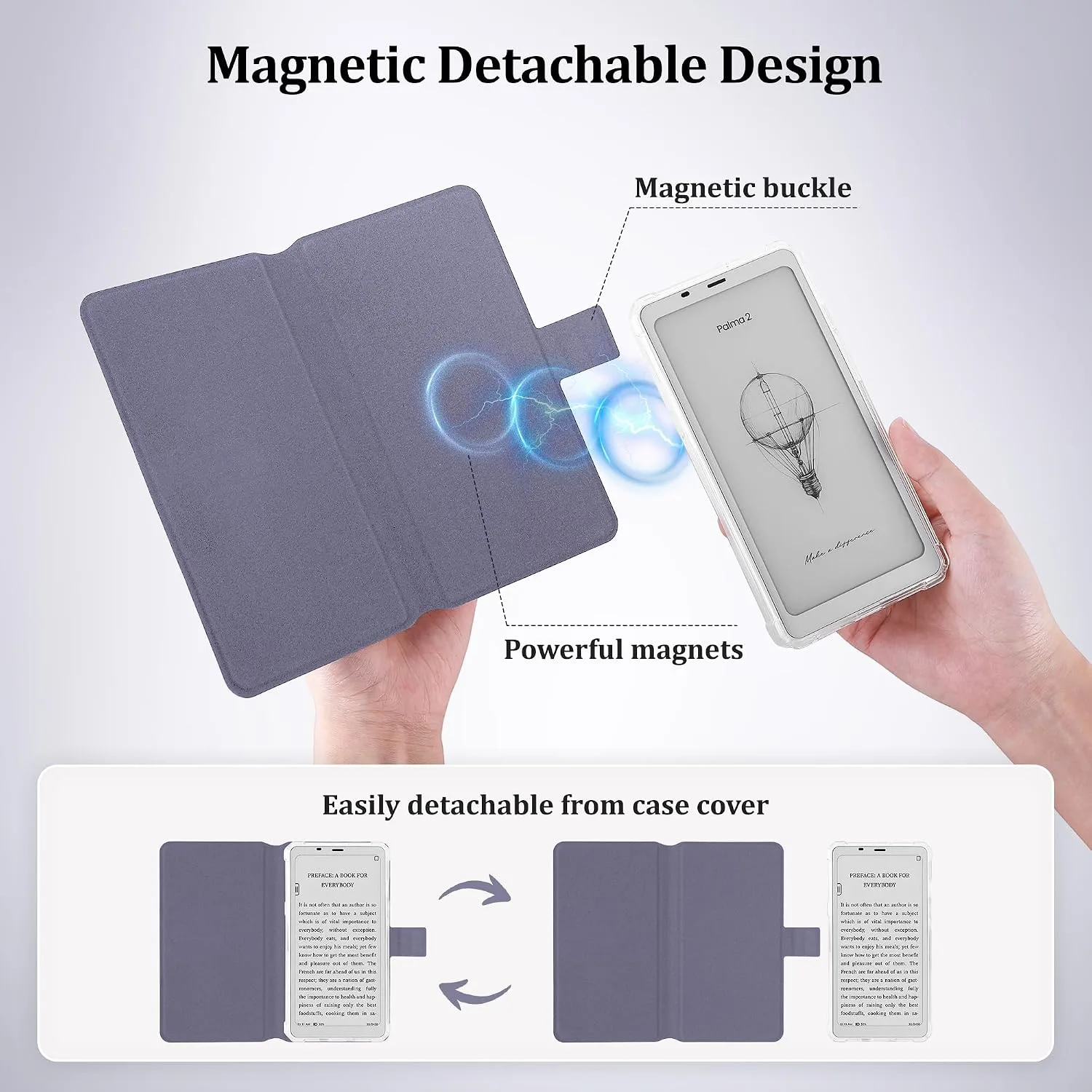 2in1 Case for Onyx BOOX Palma 2 Magnetic Detachable Folio Cover