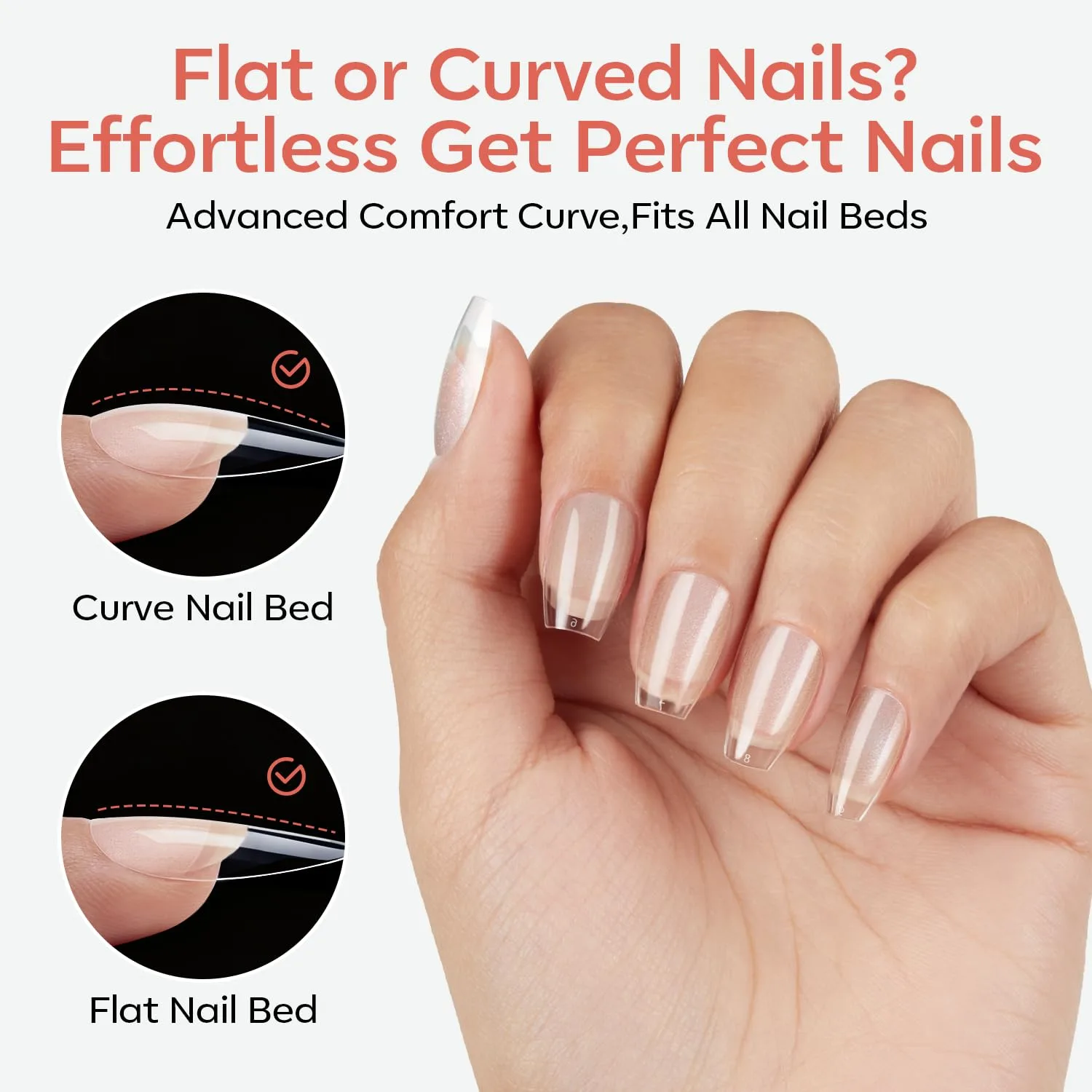 Modelones Extra Short Coffin Nail Tips 360pcs Clear Press On Nails Soft Gel