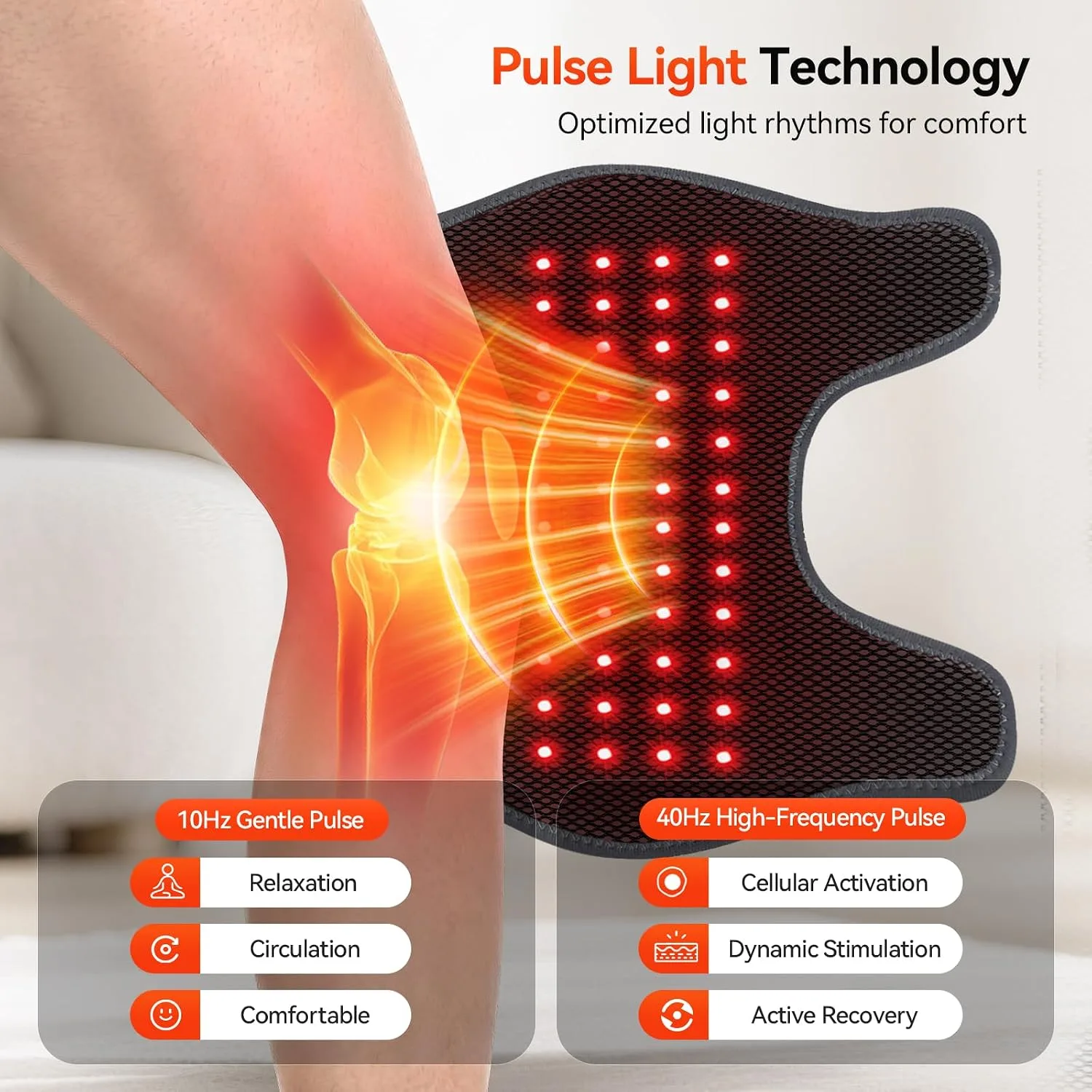 Red Light Therapy Knee Massager 660nm & 850nm, Heated Vibration Knee Brace Cordless Rechargeable 5000mAh, Timer & Pulse Modes for Knee Elbow Shoulder Joint Comfort Support Device
