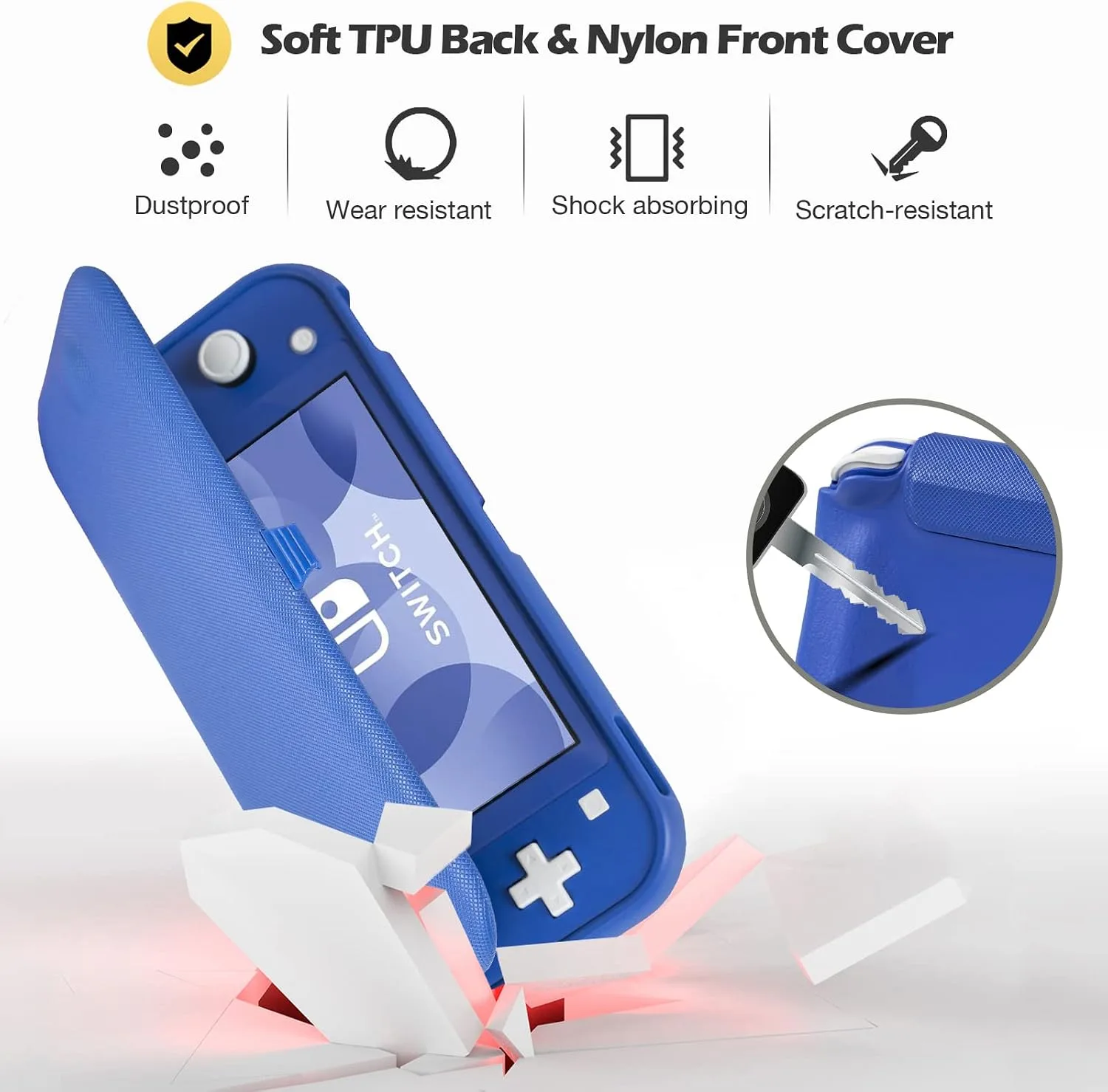 ProCase Flip Cover for Switch Lite with 2 Pack Screen Protectors, Blue