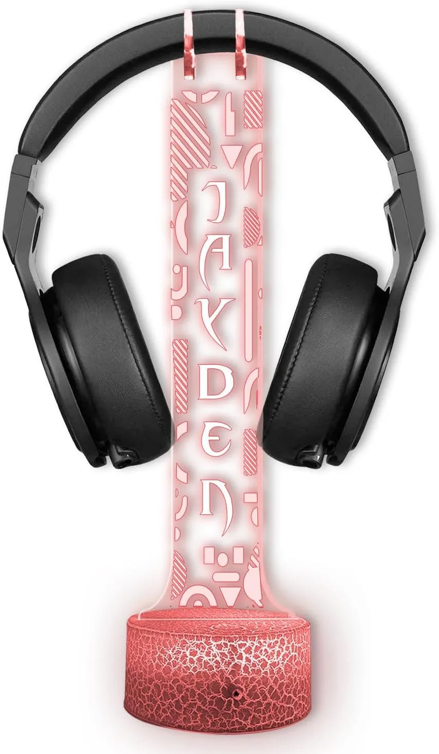 Custom Gamer Headphone Holder with RGB LED Lights, Personalized Name Headset Stand, Valentine Gift for Boyfriend Girlfriend, Gift for Him Her, Game Room Decoration