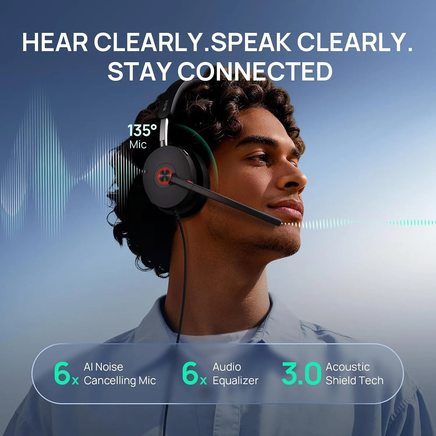 Yealink UH48 ANC Wired USB-C/A Headset,6 AI Noise-Canceling Microphones