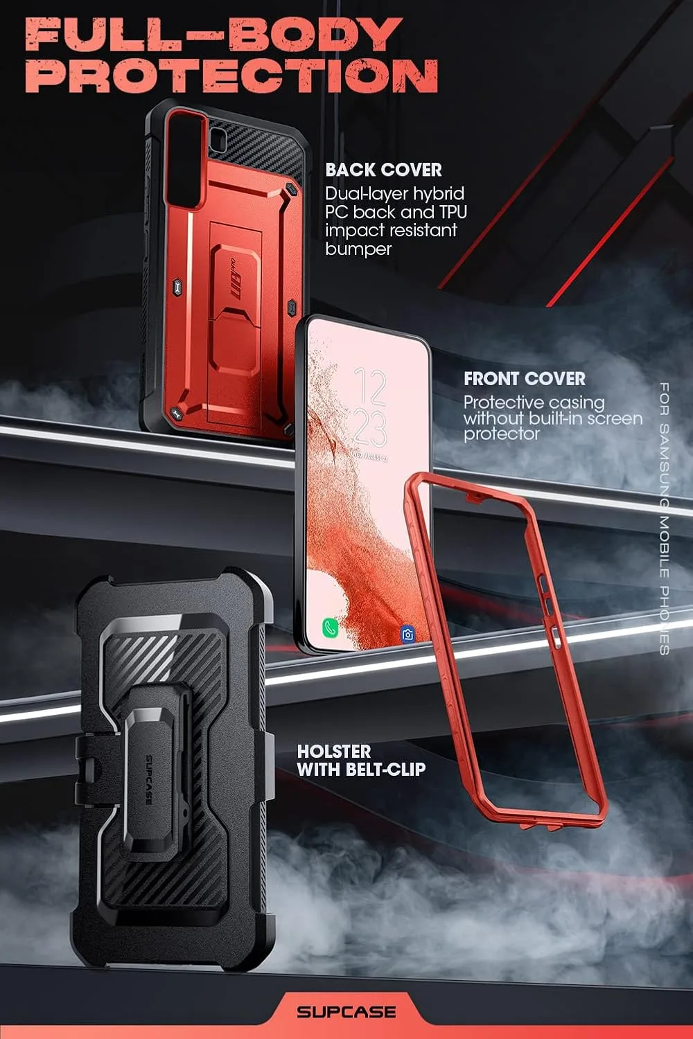 SUPCASE for Samsung Galaxy S22 Case with Built-in Kickstand, Ruddy