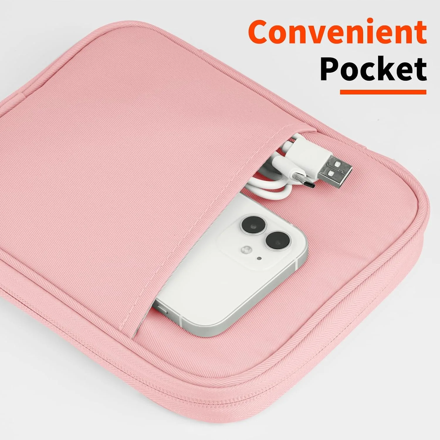 HoYiXi Universal Sleeve Bag for 6",6.8",7" Kindle Paperwhite/Colorsoft 2024-2012 Compatible with 6"-6.8" All-New Kindle/Kobo/Tolino/Sony,6" EReader with Anti-Drop Protective Cover,Pink