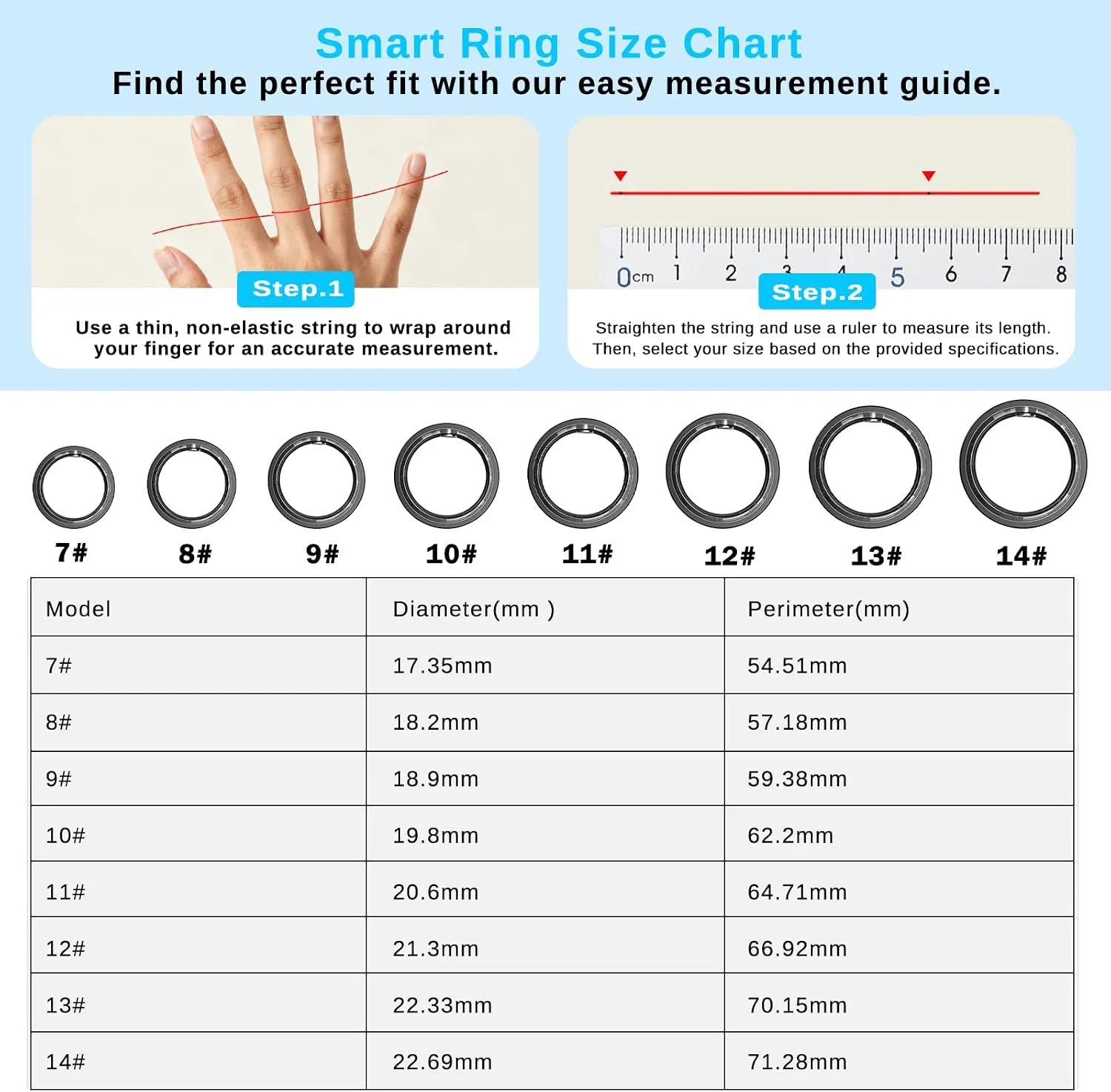 Smart Ring for Men & Women, Fitness and Health Tracker Ring(Black 8)