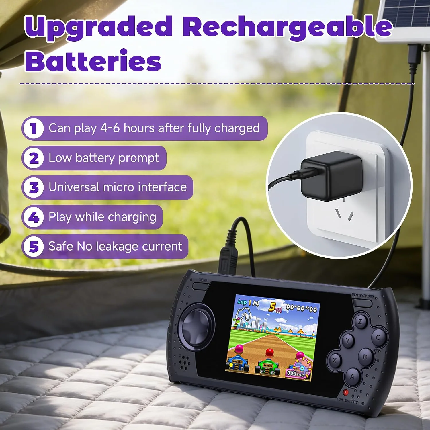 16 Bit Handheld Game for Kids Built-in 230 HD Classic Retro Video Games USB Rechargeable 3.0 Inch Childrens Travel Electronics Toys Portable Gaming Player System Gift for Boys Girls Ages 4-8-12