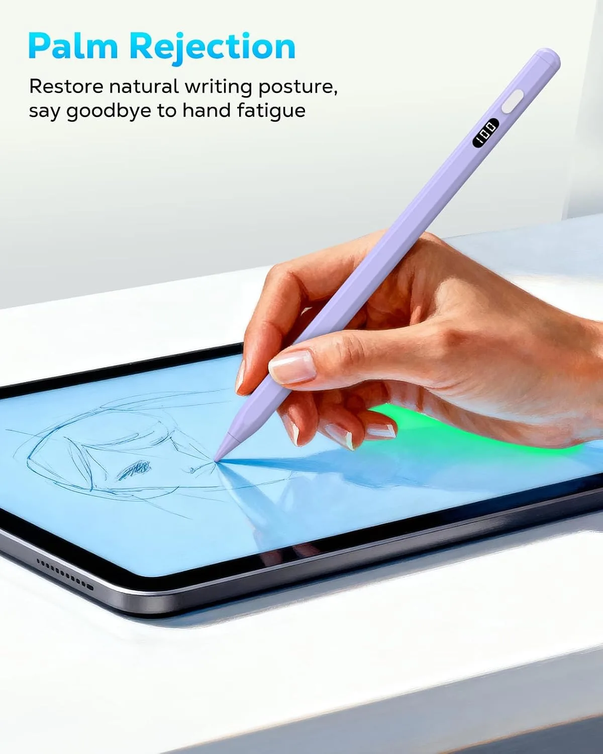 MoKo Stylus Pen for iPad 2018-2026, USB-C Charge Pencil with LED Display