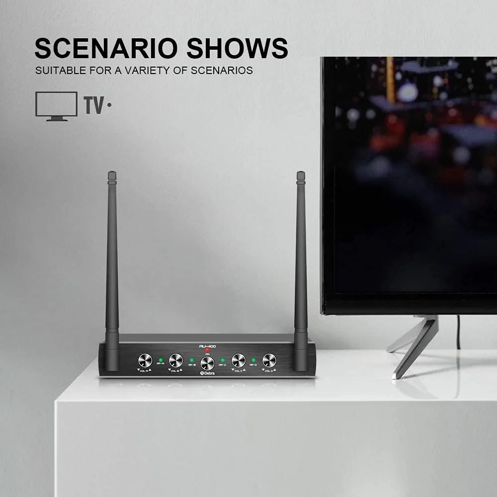 D Debra Audio AU400 Pro UHF 4 Channel Wireless Microphone System