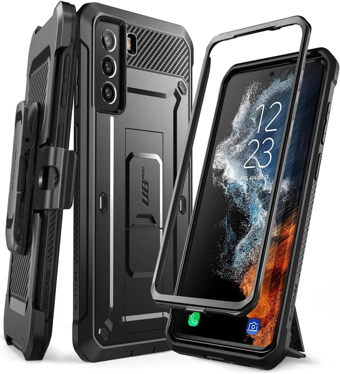 SUPCASE for Samsung Galaxy S22 Case with Built-in Kickstand, Black