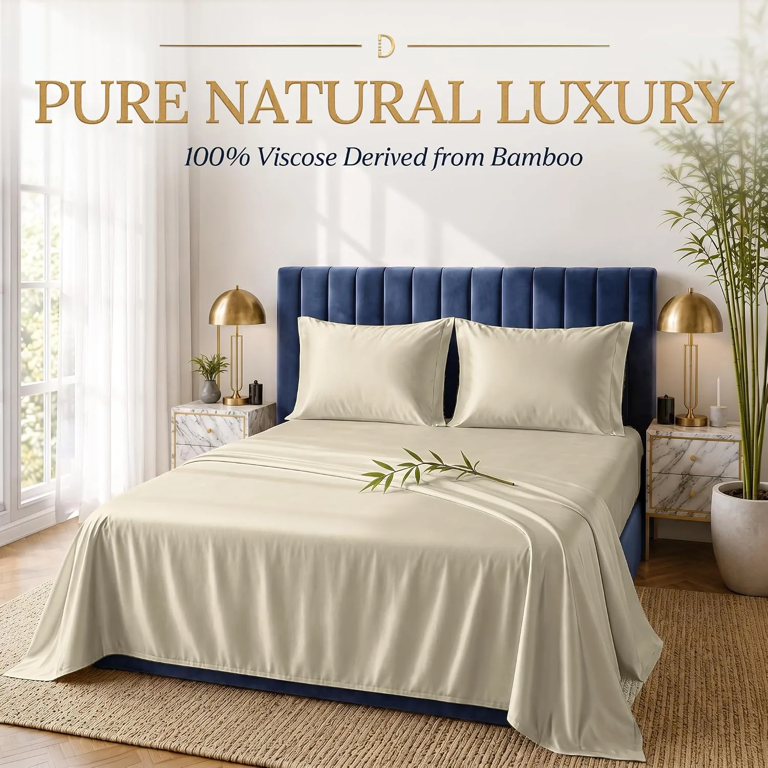DECOLURE 100% Viscose from Bamboo Sheets Twin Size | 3 Pc Cooling Bed Set