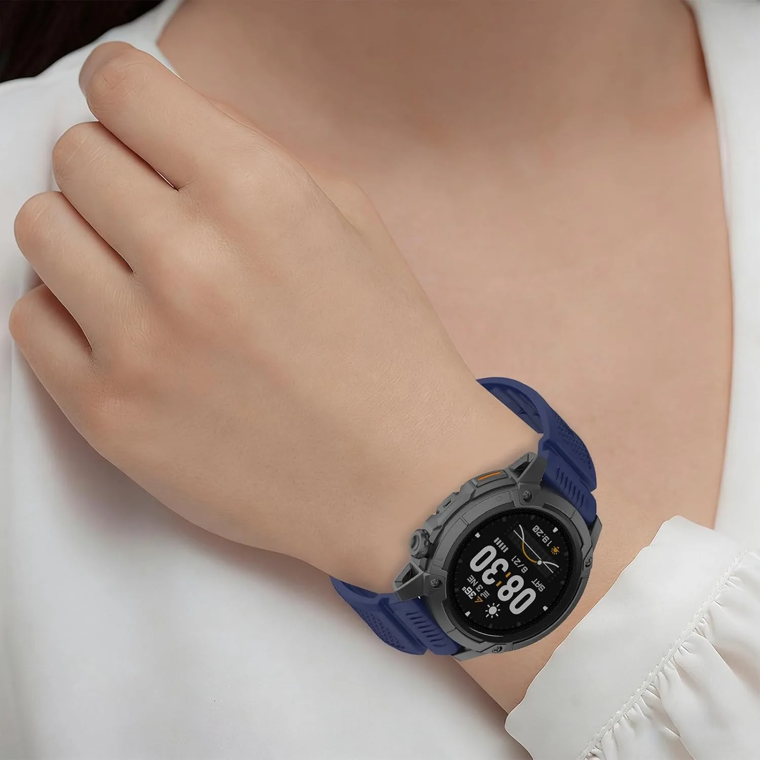Silicone Strap Compatible with COROS Apex 4 46mm/Nomad, 24mm Band for Garmin Venu X1, Ticwatch Atlas/Pro 5/Pro 5 Enduro, iTOUCH AIR3 Breathable Replacement Bands for Women Men