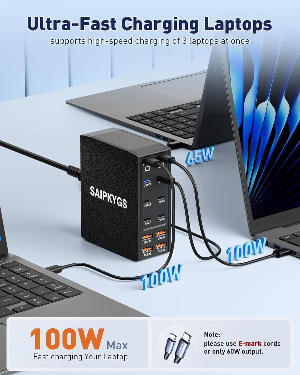 1000W USB Charging Station,12-Port USB C Charger Block with Dual 100W PD