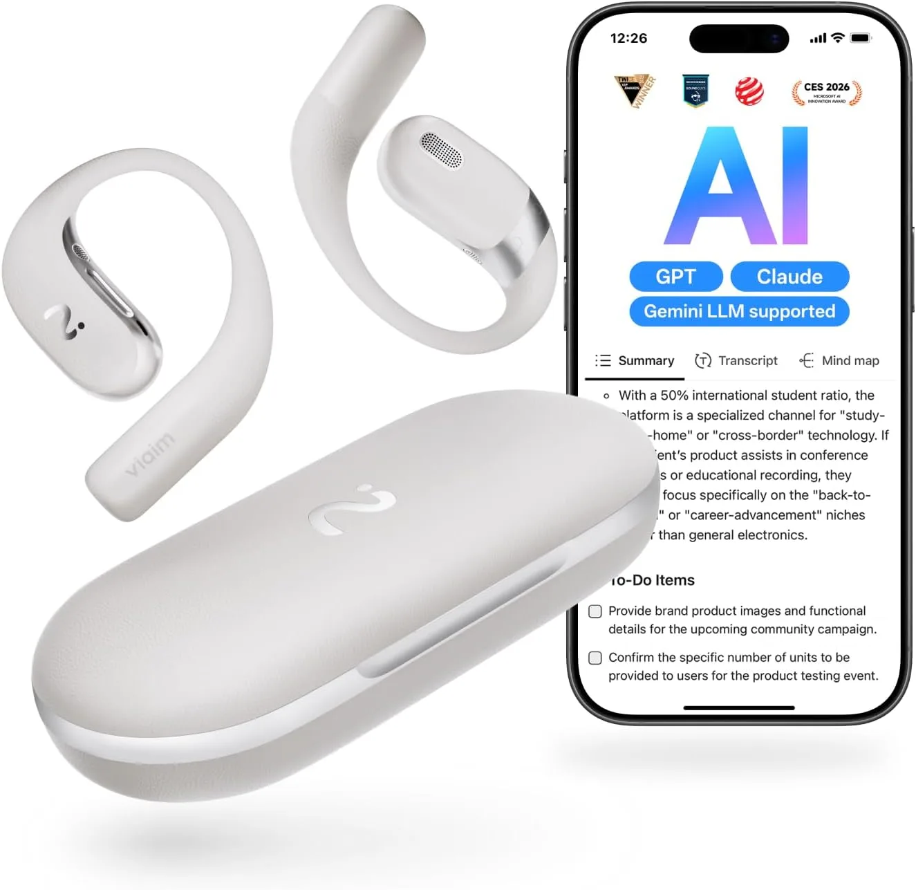 OpenNote Open-Ear AI Note Taker and Voice Recorder Earbuds