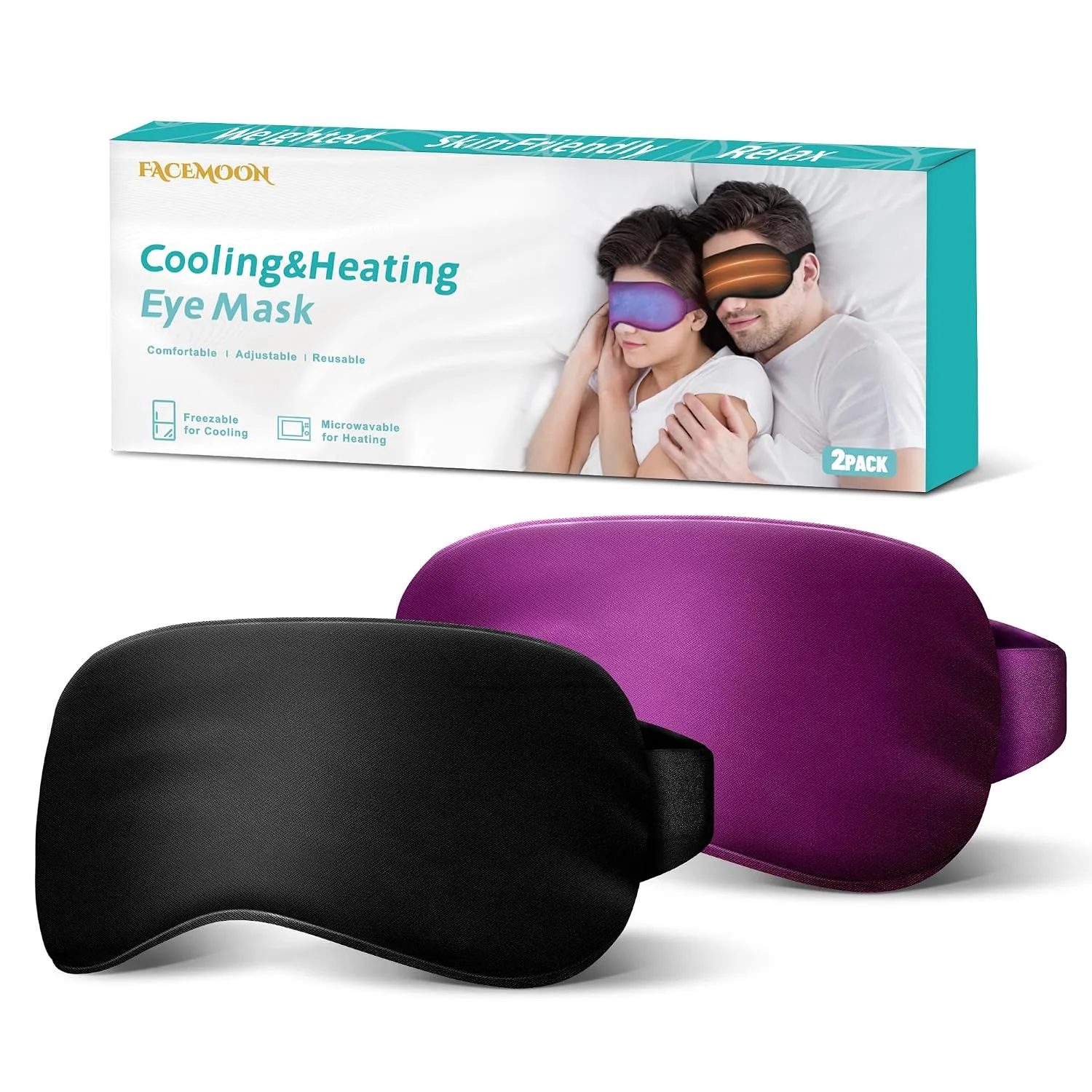 Cold Eye Mask: Cooling Eye Mask for Puffy Eyes, Headache, Migraines Relief - Cold Compress for Dark Circles, Tired Eyes, After Surgery - Reusable Gel Ice Pack, Weighted Sleep Mask(Black,Purple)
