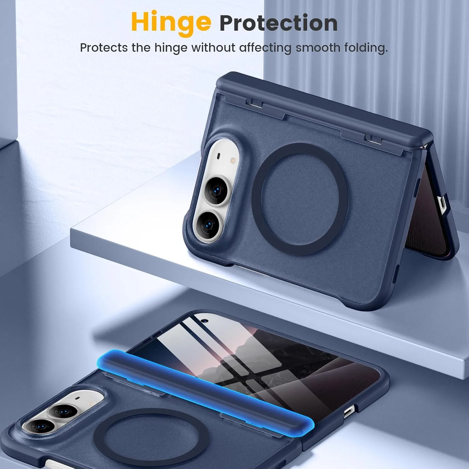 Magnetic for iPhone Duo Case with Hinge Protection, Fit for MagSafe Blue