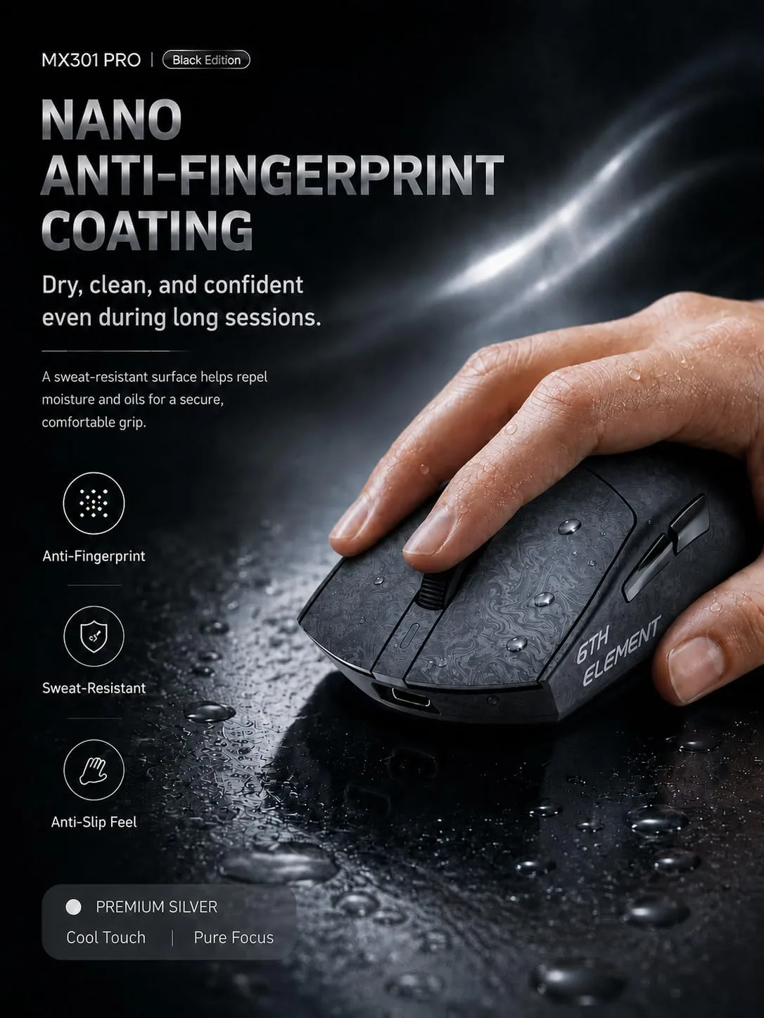 ZORNHER X Mloong MX301 PRO Lightweight Gaming Mouse,Up to 26000 DPI, Wireless,Carbon Fiber Texture Finish,PAW 3315,60g,500mAh Battery,Small Mouse with Anti-Slip Grip,Wired/BT/2.4GHz for PC,FPS