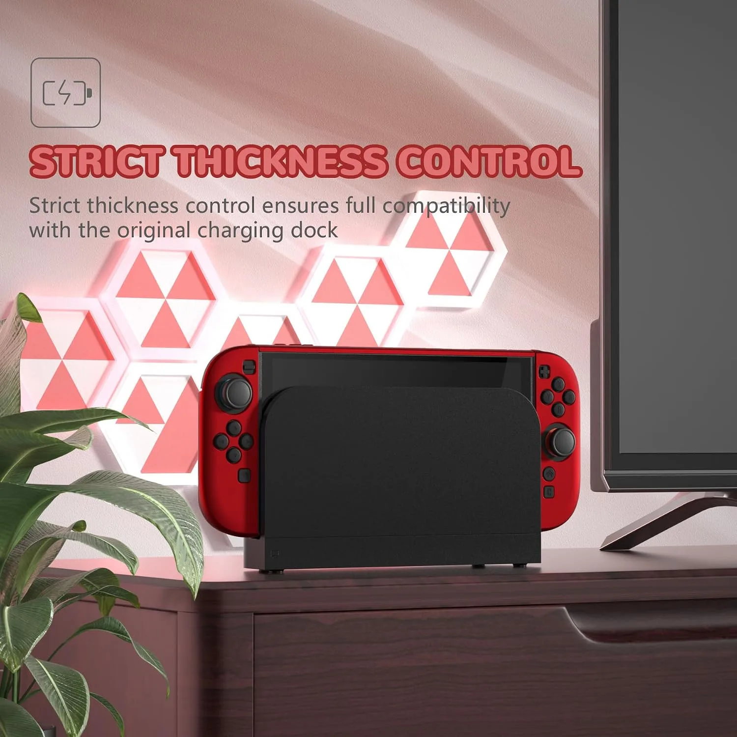 PlayVital Hard Case for Nintendo Switch 2 with Extra Stand & Thumb Grip Caps | Split Design, Dockable Protective Full-Body Shell Cover for Nintendo Switch 2 | Solid Color Series (Scarlet Red)