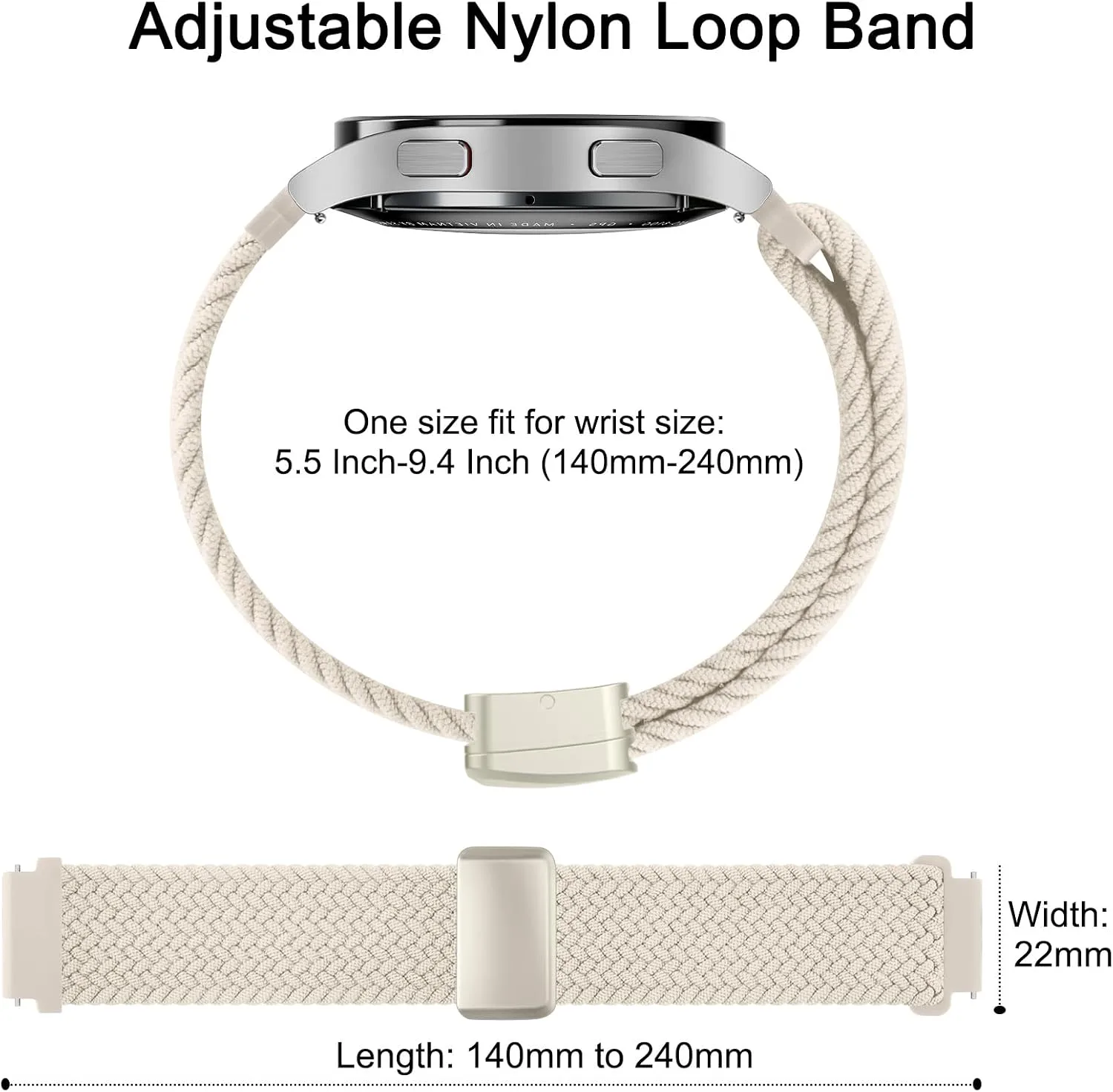 Amzpas Magnetic Braided Strap for COROS PACE 4 / PACE 3 / Pro/APEX 2 Pro/APEX Pro/APEX 46mm, 22mm Soft Nylon Sport WristBand Compatible with ACoros Pace 4/3 Watch Women Men