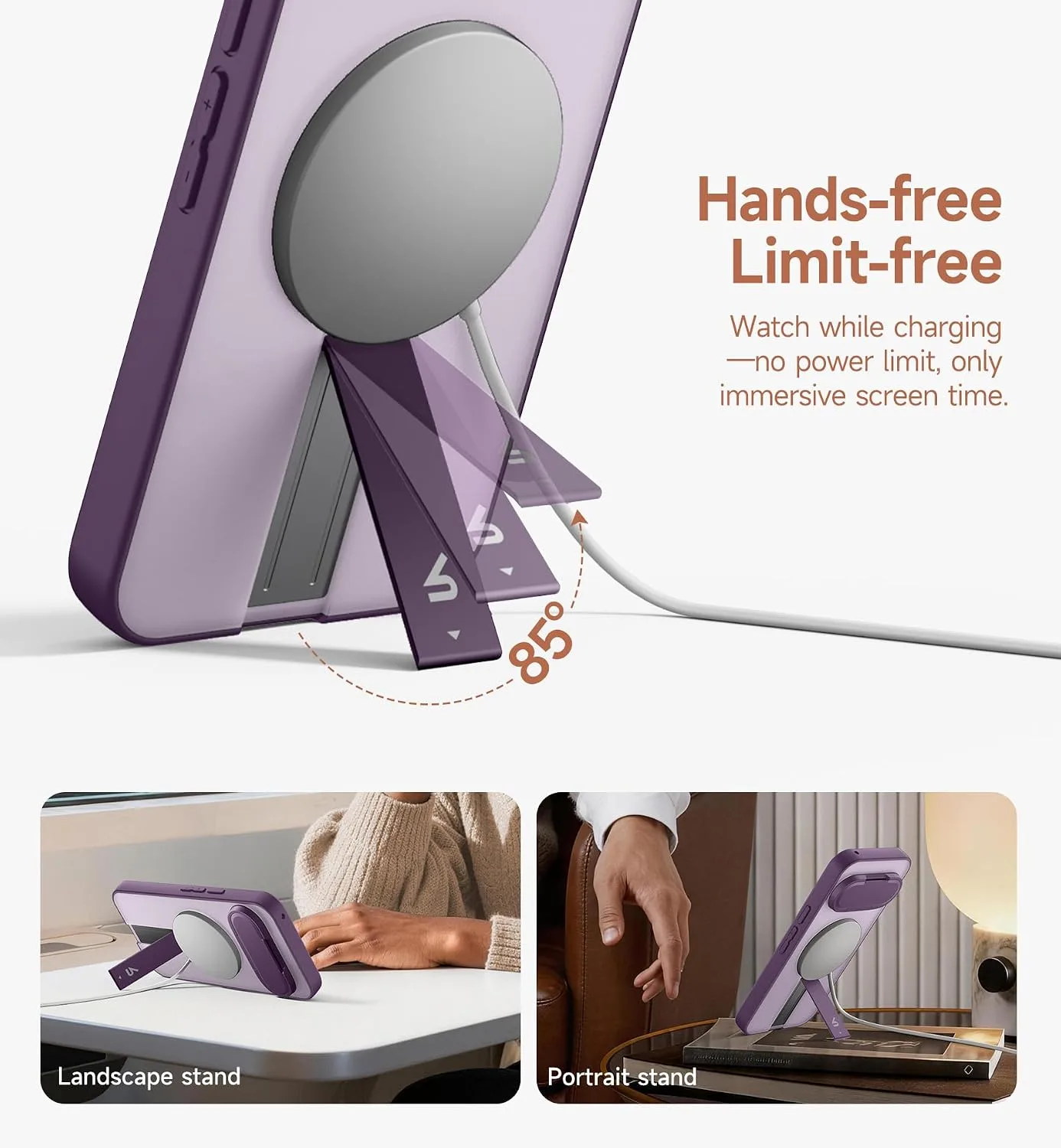 SURITCH Magnetic Case Compatible with Google Pixel 10/10 Pro/11/11 Pro Translucent Back Cover, Compatible with Magsafe, Built-in Kickstand & Camera Protection -Purple