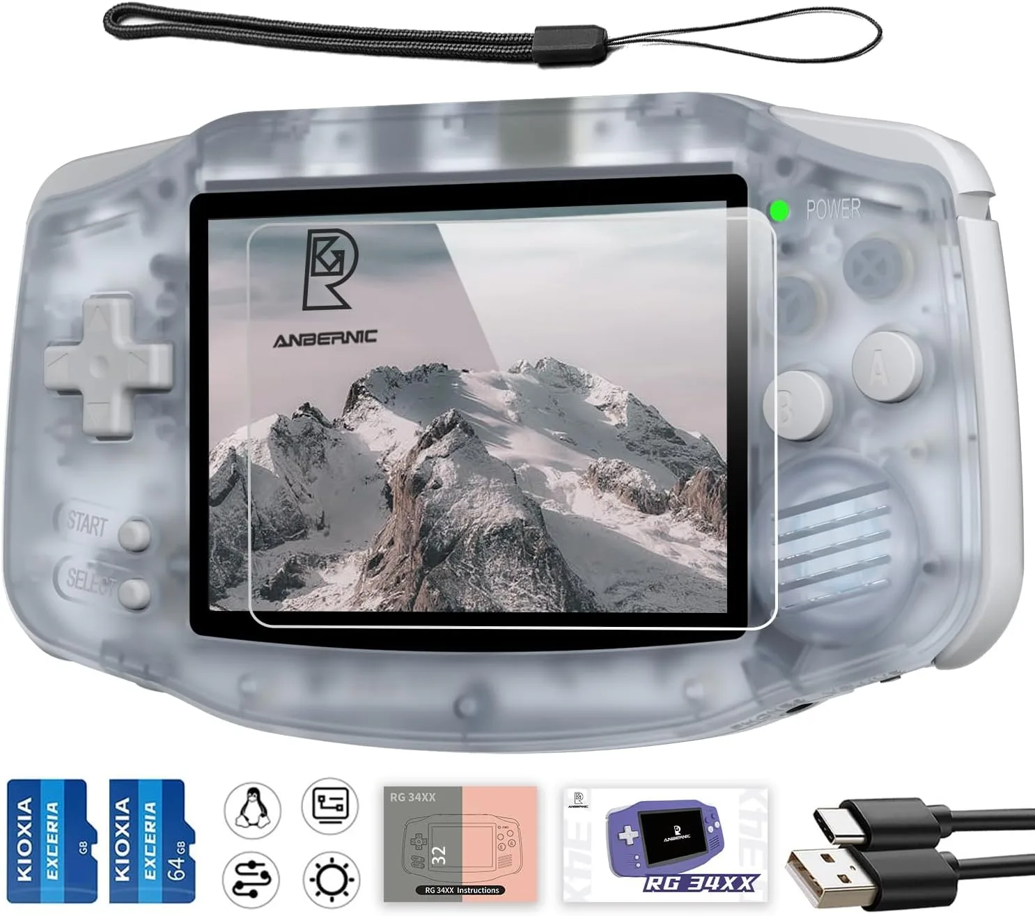 RG34XX Retro Handheld Game Console, RG 34XX 3.4 Inch IPS Screen Retro Gaming Console , 5532 Pre-Installed Games, Linux 64-bit WiFi, HDMI and Output 3500mAh
