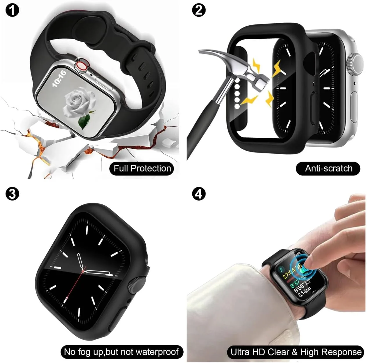 16Pack Watch Band with Screen Protector Compatible with Apple Watch 38-46mm