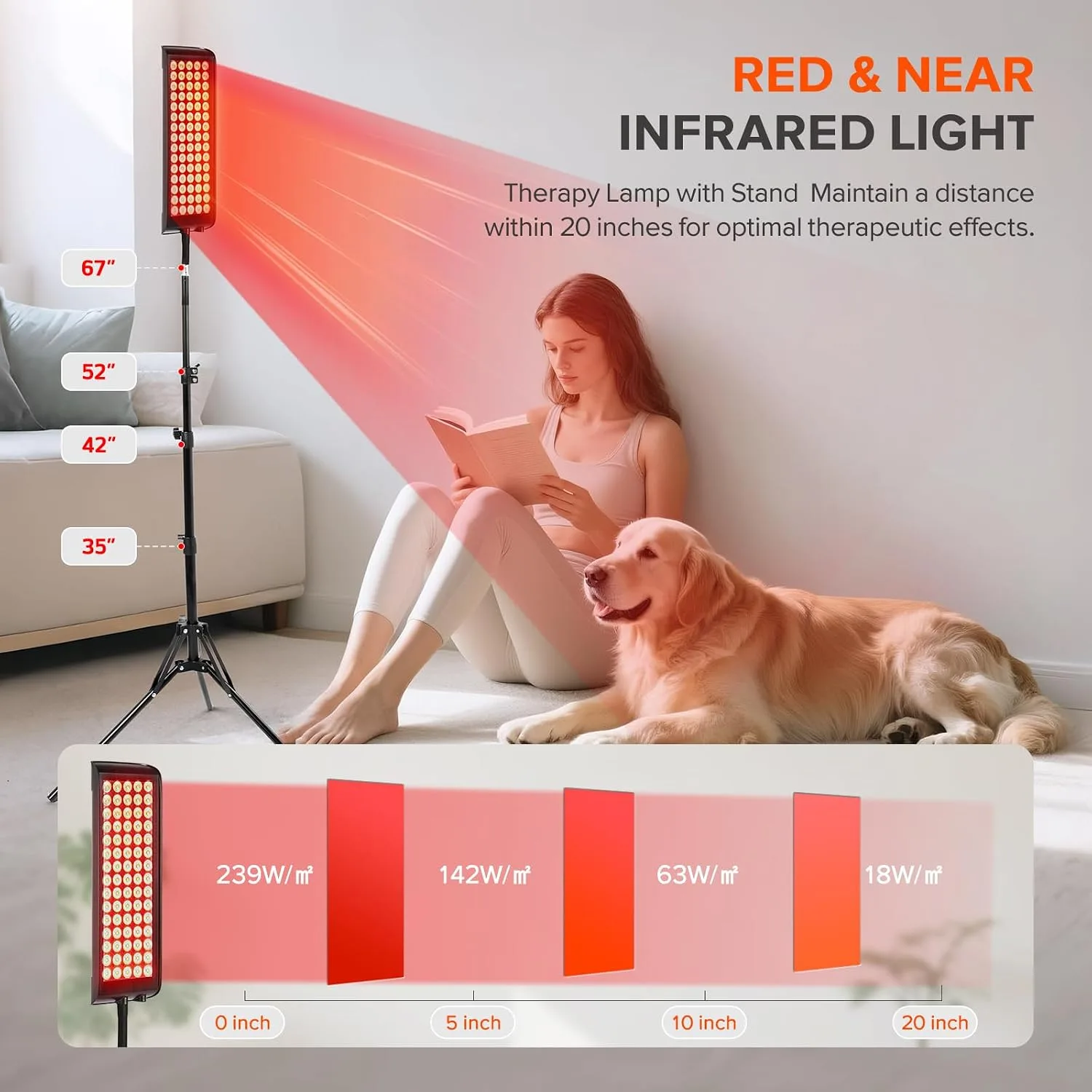 Red Light Therapy for Face and Body Infrared Light Therapy Lamp with Stand