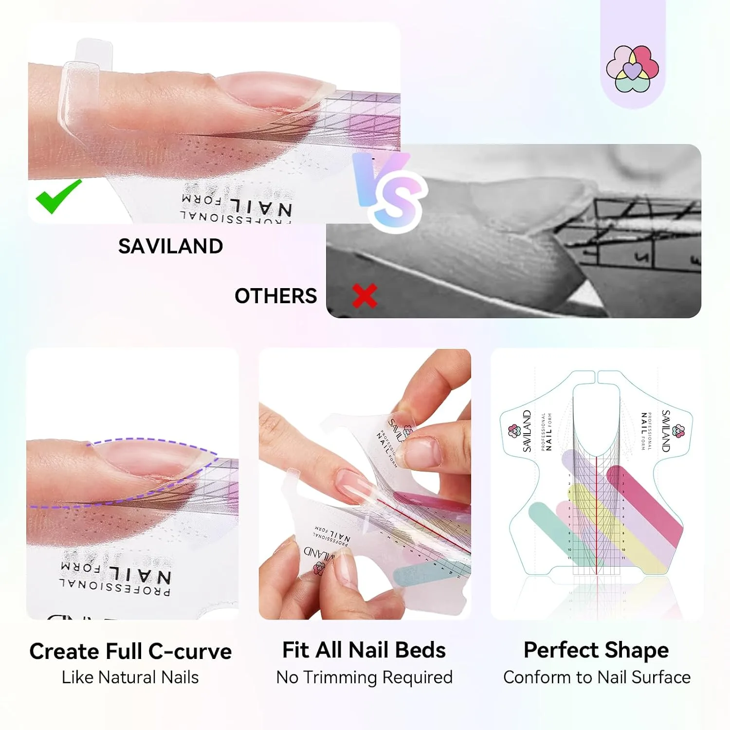 SAVILAND Reusable Long-length Nail Forms, 100 Pcs