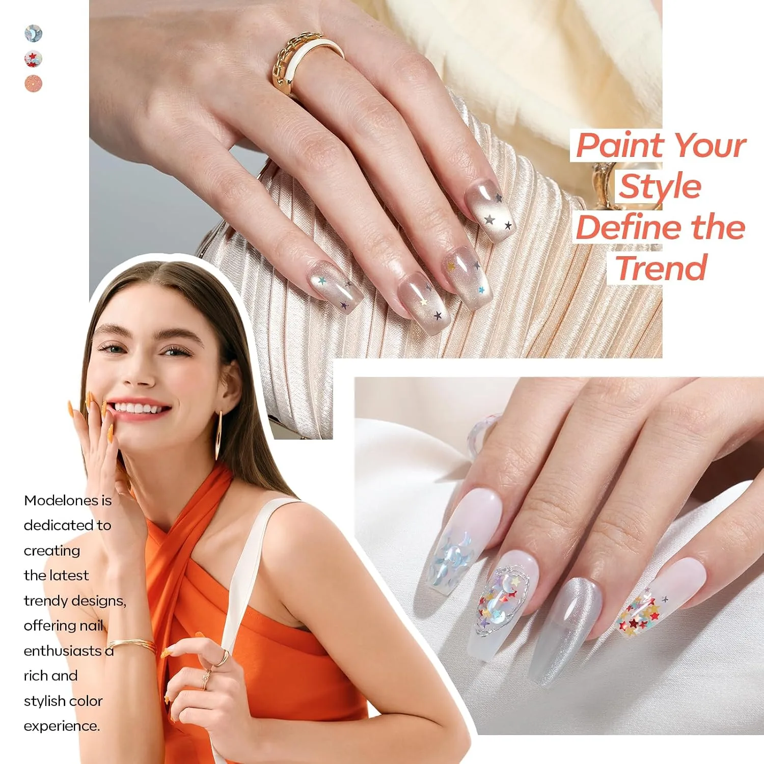 modelones Cat Eye Gel Nail Polish Set Glitter 6Colors Nude Brown