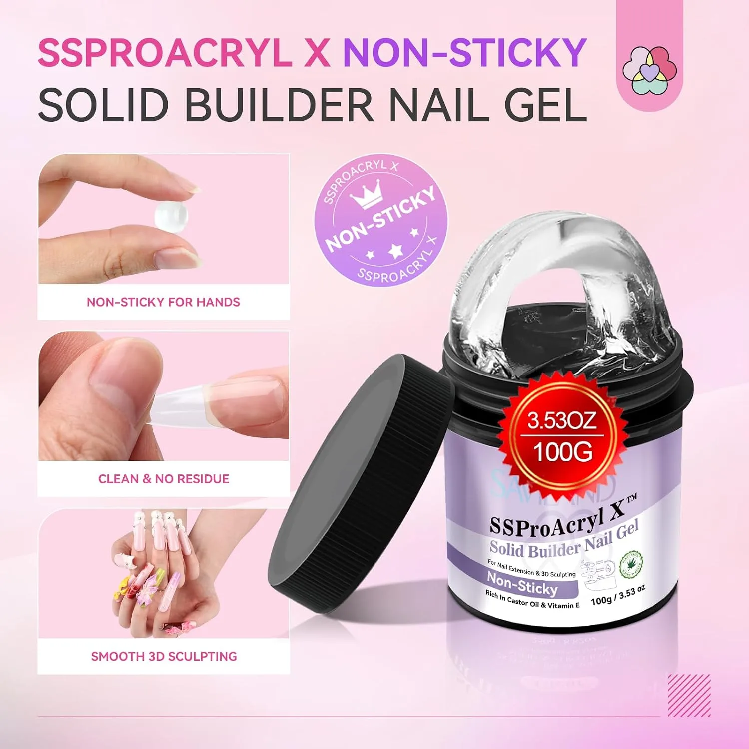 SAVILAND 100g Solid Builder Nail Gel Non Sticky Sculpting Gel for Nails Art