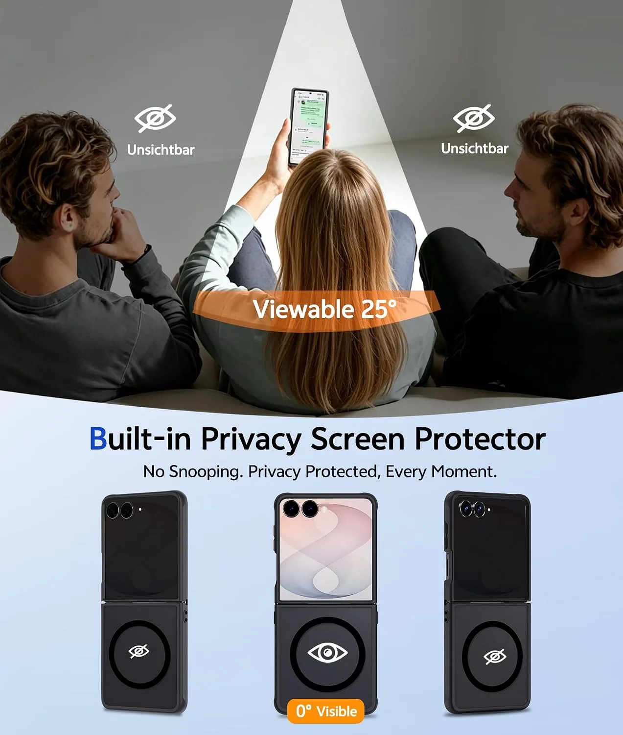 for Samsung Galaxy Z Flip 8 Case with Privacy Screen Protector