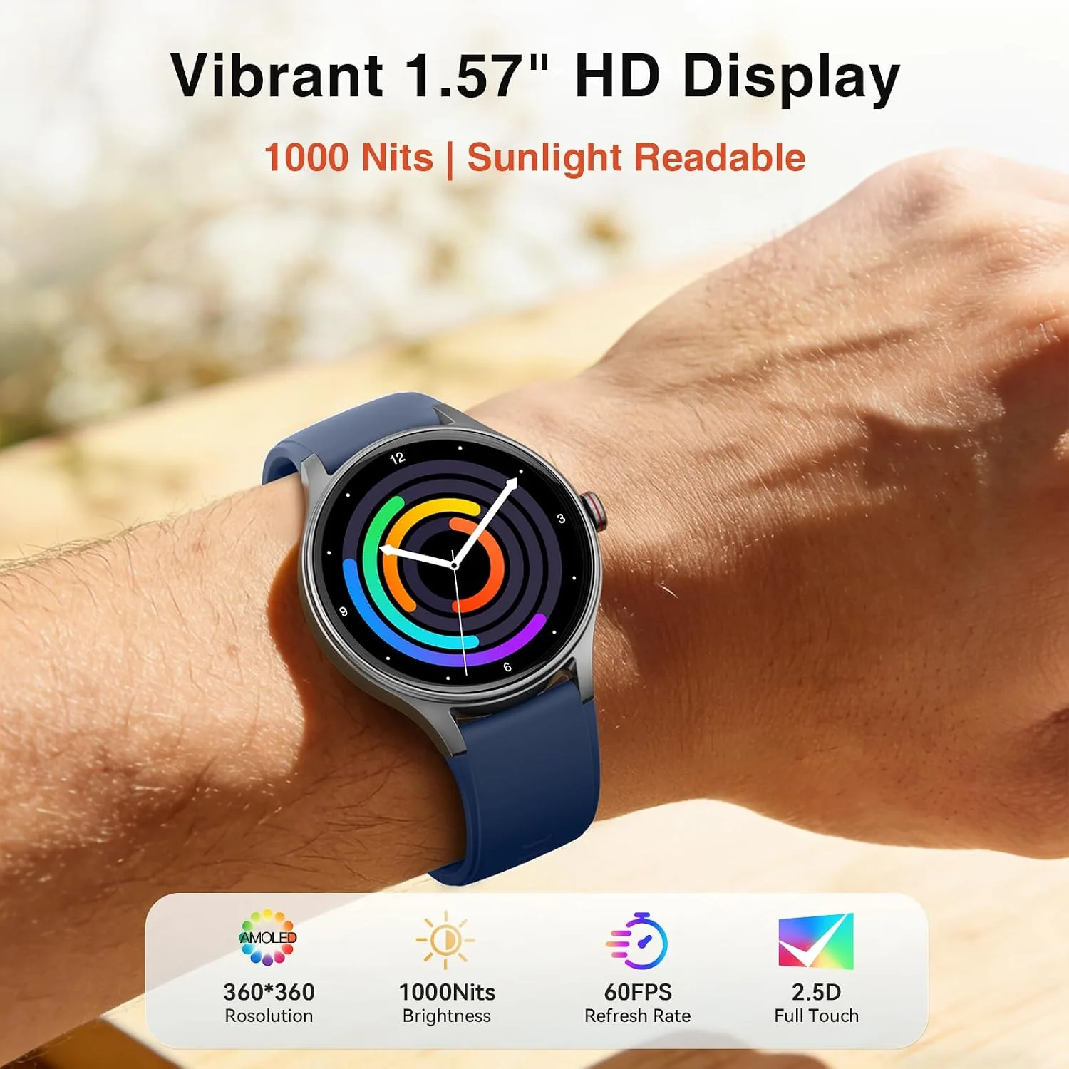 Smart Watch for Men Women, 105+ Sports Modes Fitness Tracker (Blue)