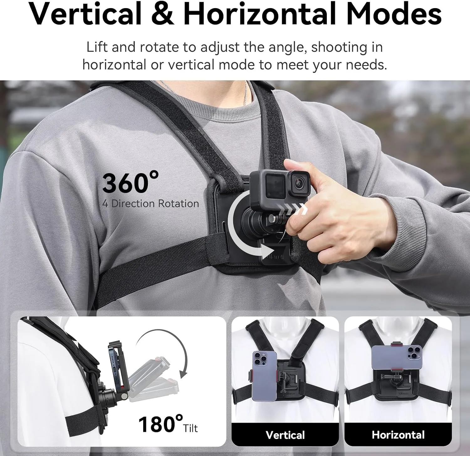ULANZI CM028 Adjustable Chest Mount Harness for Action Camera Phone