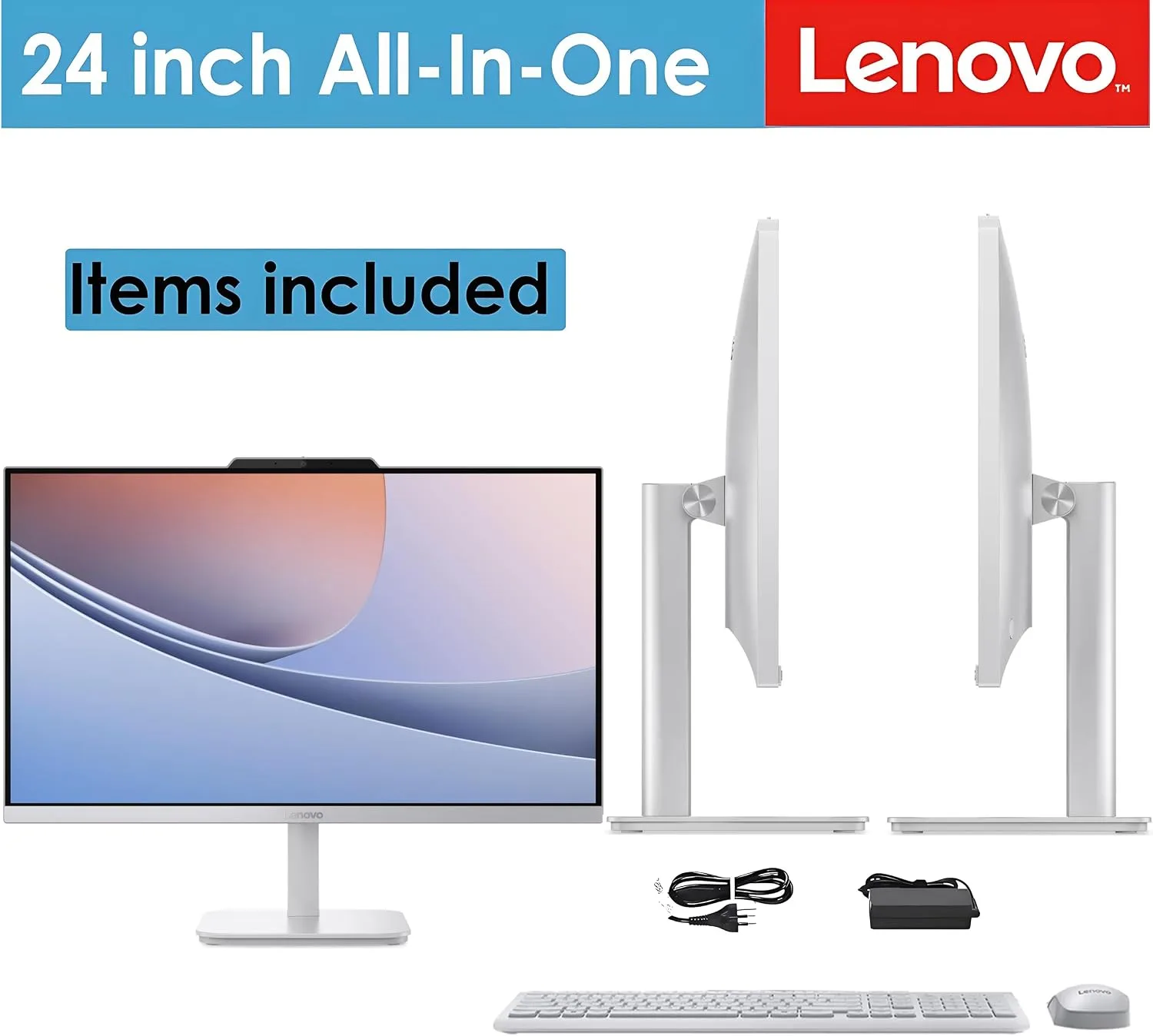 Lenovo 24" FHD All-in-One Desktop Computer for Home & Office, Intel Core i3 Processor, 32GB RAM, 2TB PCIe SSD, WiFi 6, HDMI, Bluetooth 5.2, Business AIO, Vent-Hear, Wireless KB & Mouse, Win 11 Pro