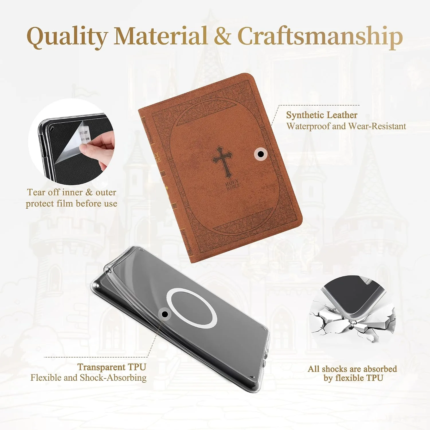 Magnetic Book Cover Case for 7'' Kindle Paperwhite & Colorsoft