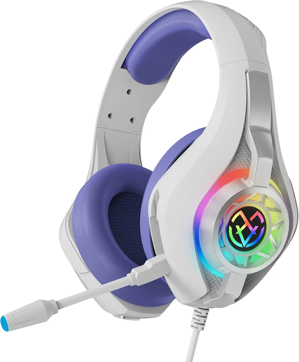 Tatybo Gaming Headset for PS5 PC, Noise Canceling Mic, RGB, Purple