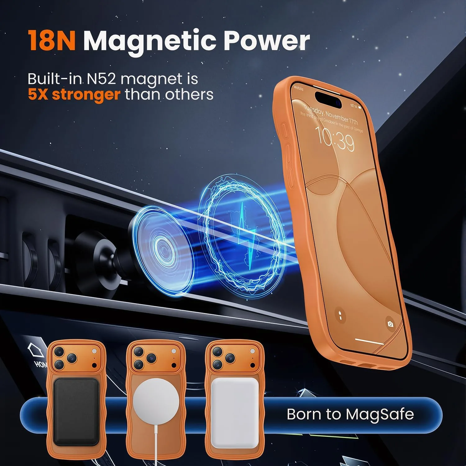 toushion for iPhone 17 Pro Case Cute Orange Wave Edge