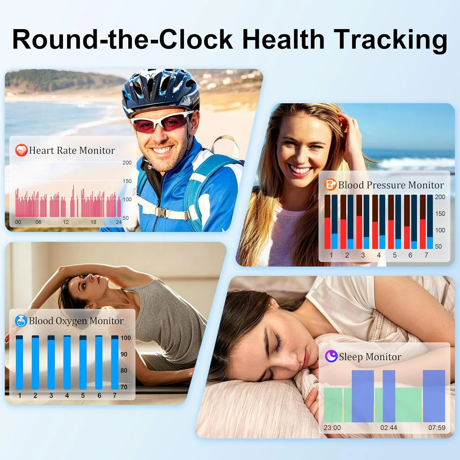 Smart Watch Women Men, 1.96" Reloj Inteligente para Mujer, Fitness Tracker, Blood Pressure/Heart Rate/SpO2 & Sleep Monitor, 110+ Sport Modes, Make/Answer Call, Voice Assistant for iOS Android