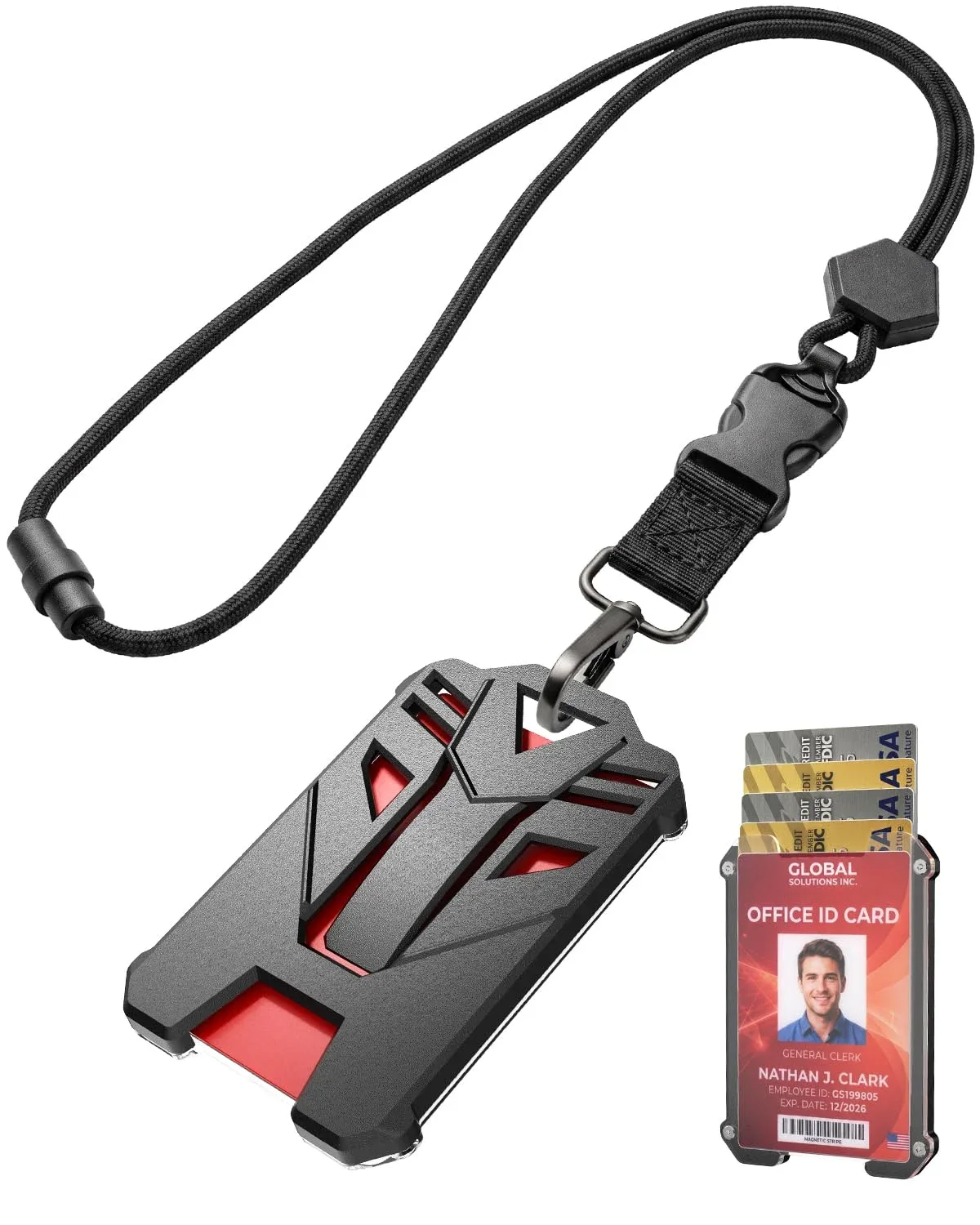 Portacédula con Lanyard de Seguridad Kingrunning para 5 Tarjetas