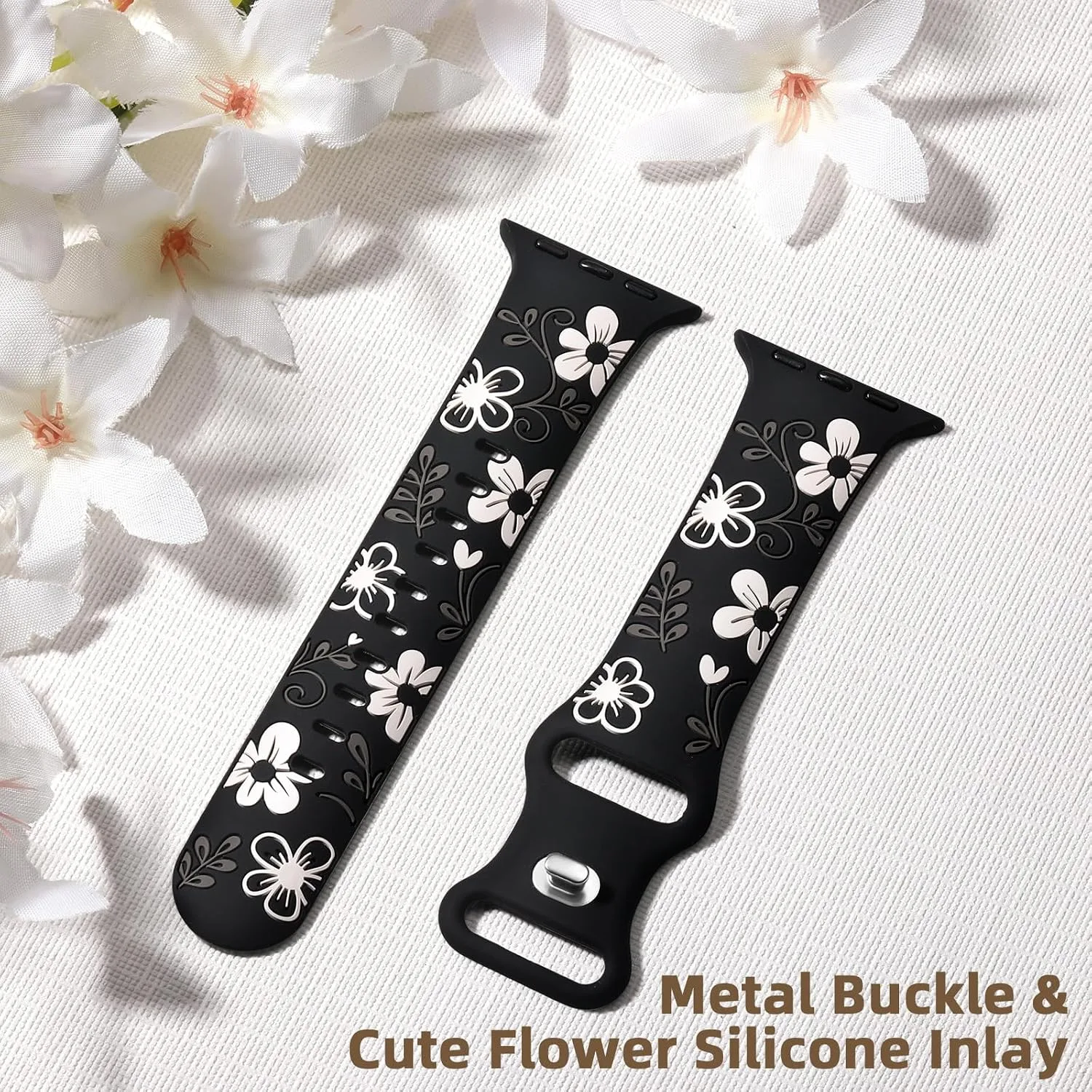 Witzon Floral Silicone Band Compatible with Apple Watch Bands For Women